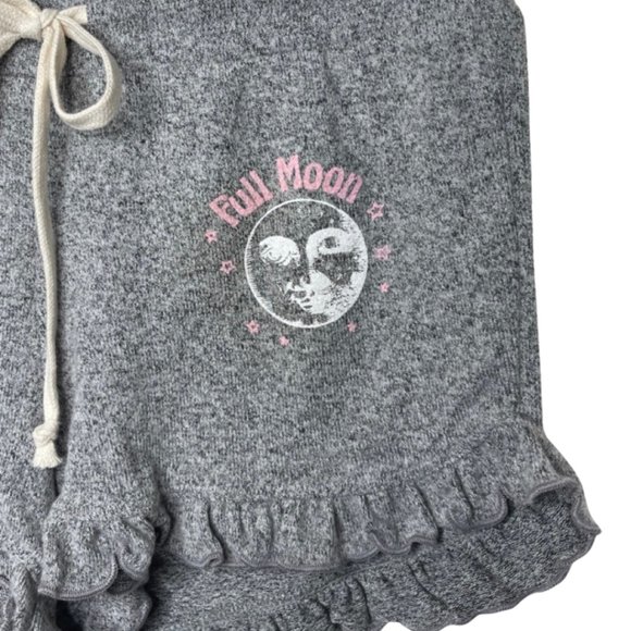 SPIRIT JERSEY | NWT Soft Gray Celestial Full Moon Ruffle Lounge Shorts | Size S - Picture 2 of 10